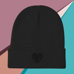 Black Everyday Calm Beanie with leaf logo