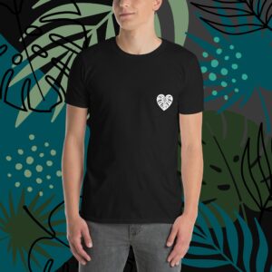 unisex t-shirt white logo on black shirt